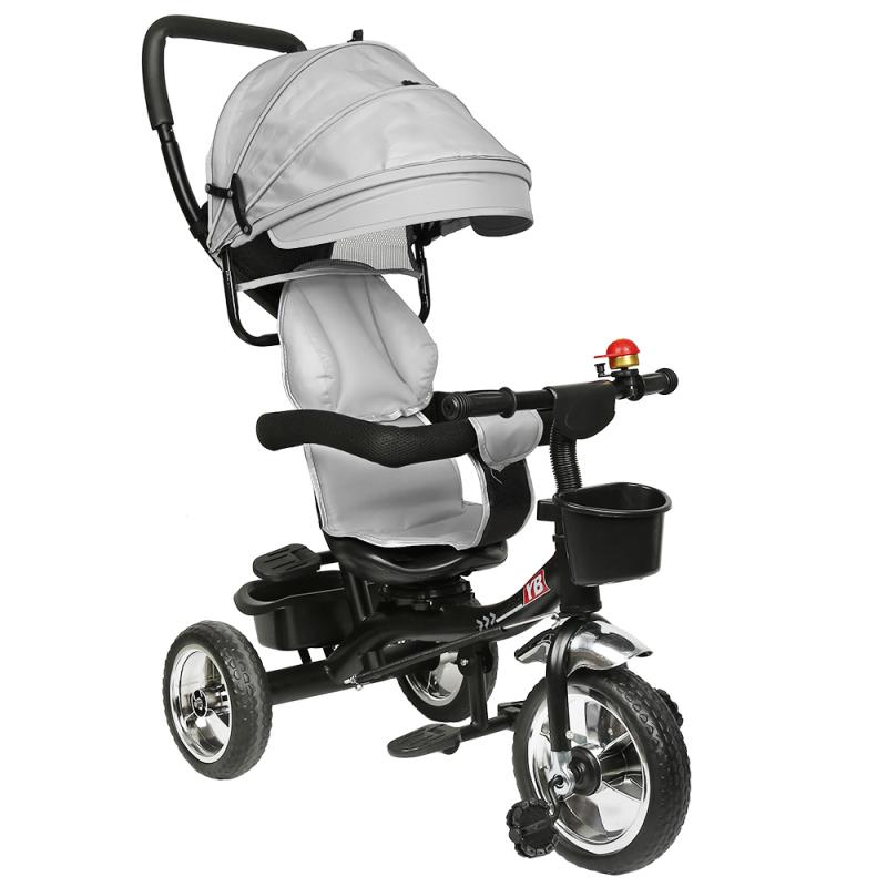 4 In 1 Infant Tricycle Folding Rotating Seat Baby Stroller Shock-absorbing 3 Wheel Bicycle Kids Bikes Stroller Baby Trolley: grey