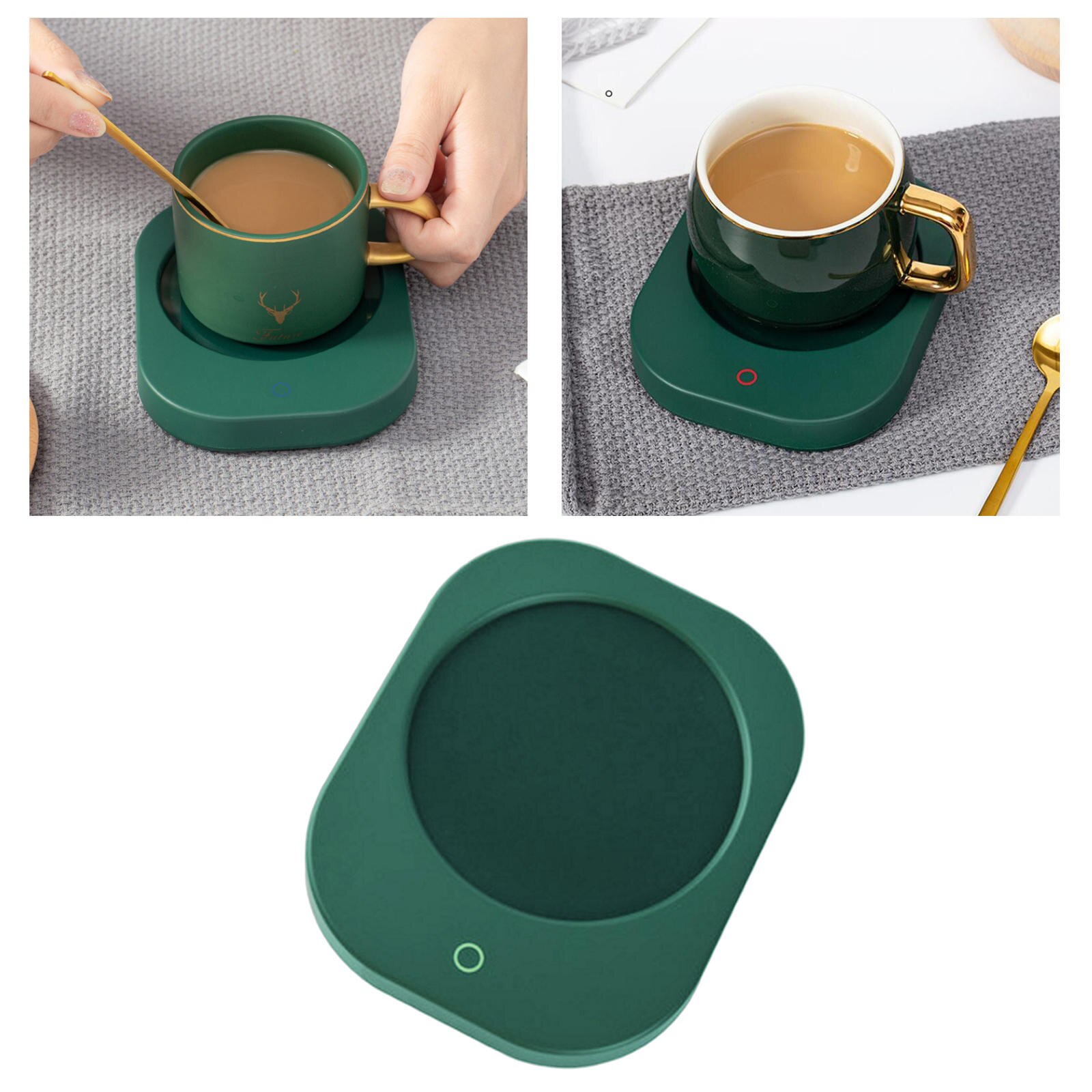 USB Mug Warmer Adjustable Temps Thermostatic Electric Auto-Off Smart Warmer Pad Heating Coaster for Coffee Cocoa Beverage Home: Dark Green
