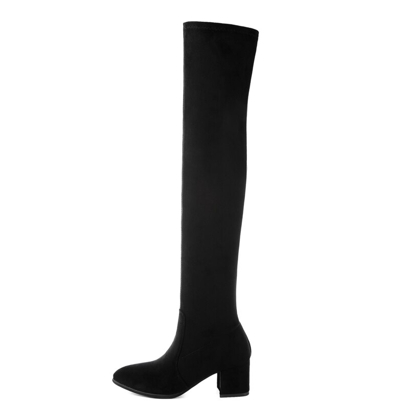 Bottes hautes au dessus du genou pour femmes, chaussures d'hiver élégantes à bout pointu assorties avec tout, à la , a836,: black / 6