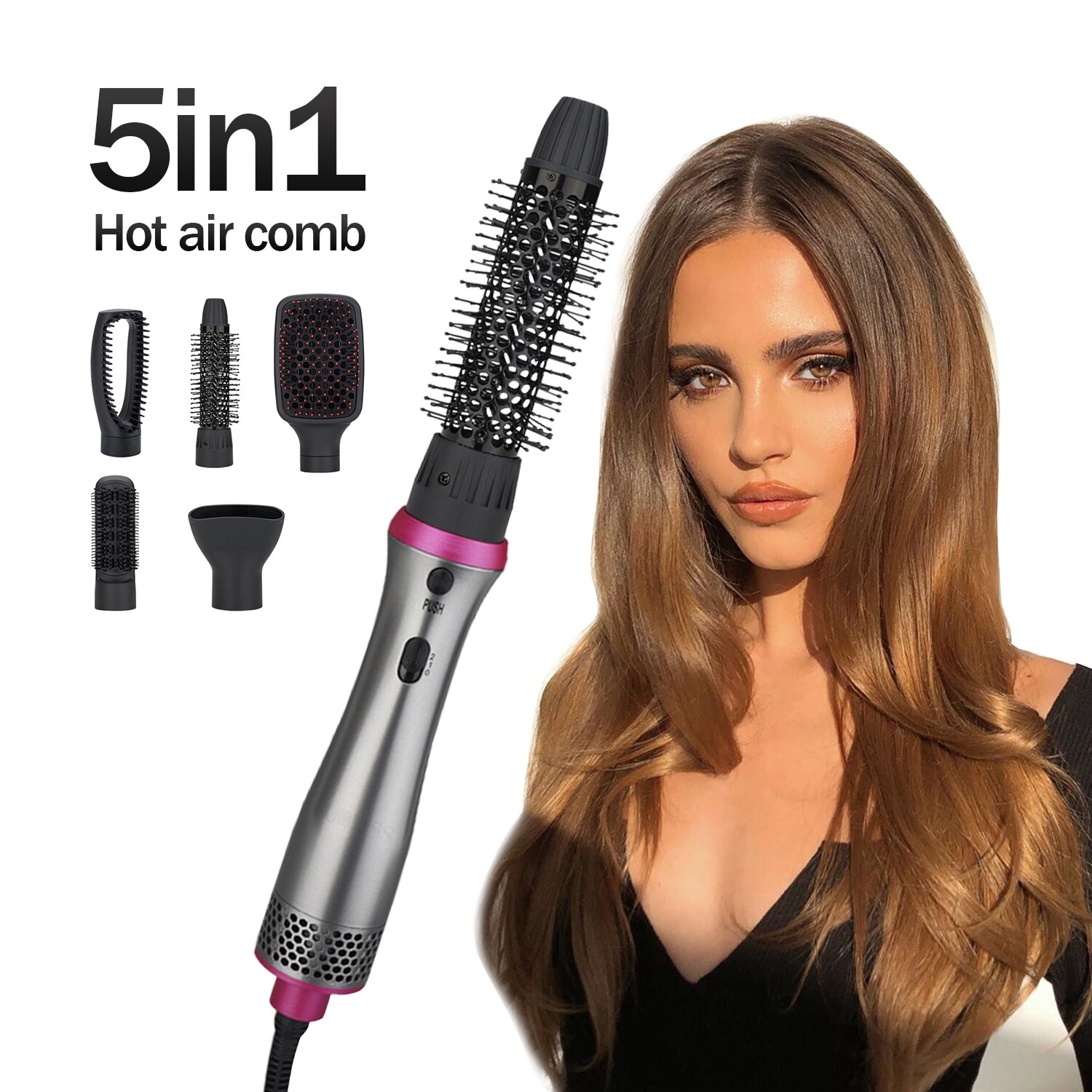Multi Functional 5 In 1 Hair Dryer Comb Hair Curling Straightening Hair Styling Straightener Curler Electric Air Iron For dryer