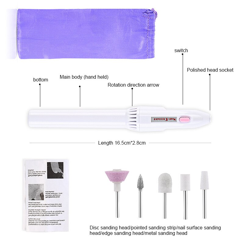 1Set Elektrische Nail Boor Art Pen Manicure Machine Pedicure Buffer Nagelvijl Professionele Elektrische Nagel Boor Machine Kit TSLM1