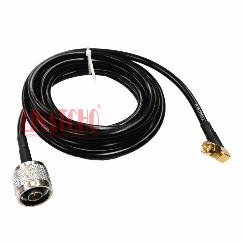 50 ohm 2 metros rg58u RF coaxial n macho a ángulo recto sma macho anatenna jumper cable