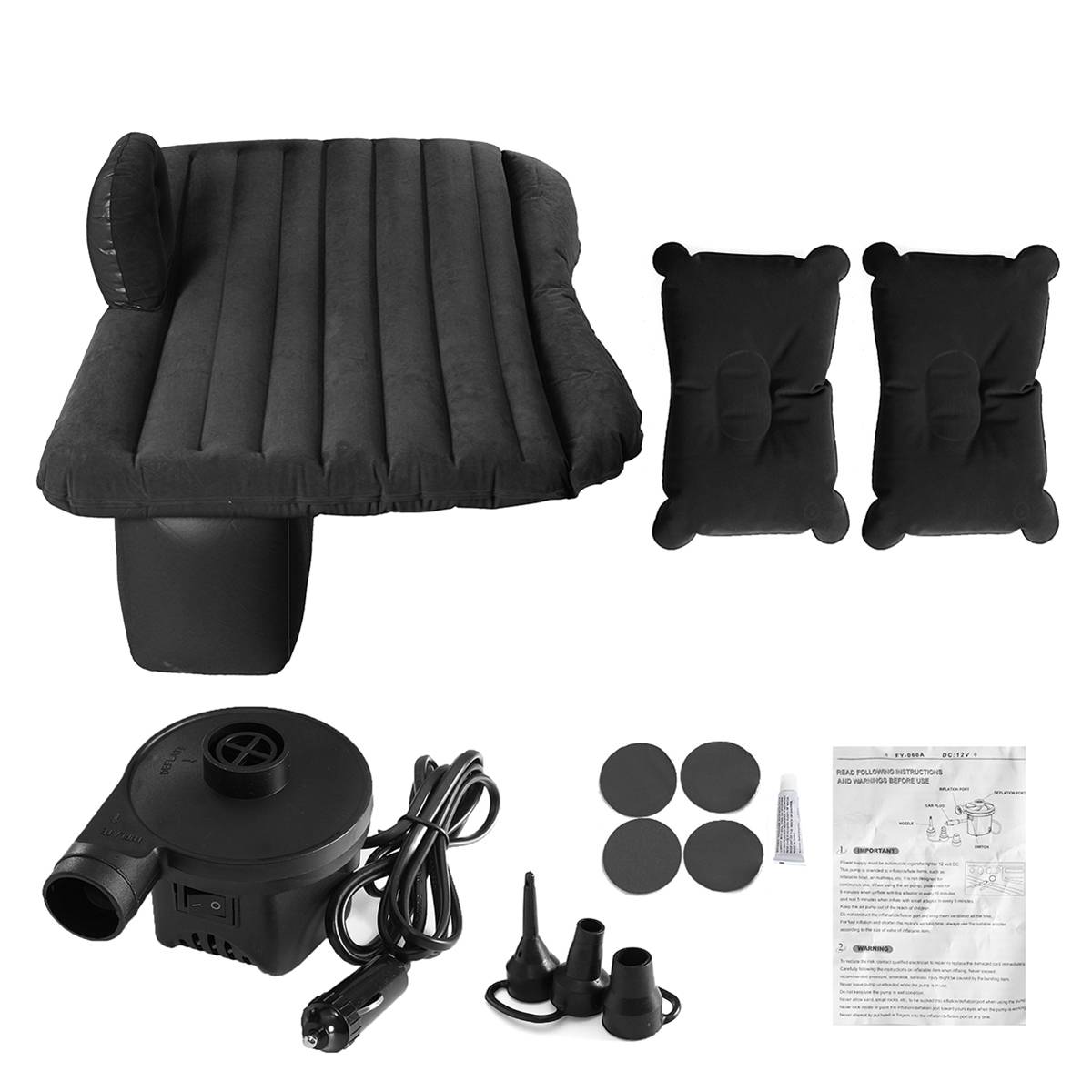 Opblaasbare Auto Matras Opblaasbare Auto Multifunctionele Auto Opblaasbare Bed Auto Accessoires Opblaasbare Bed Reizen Goederen Met Pillo: Black