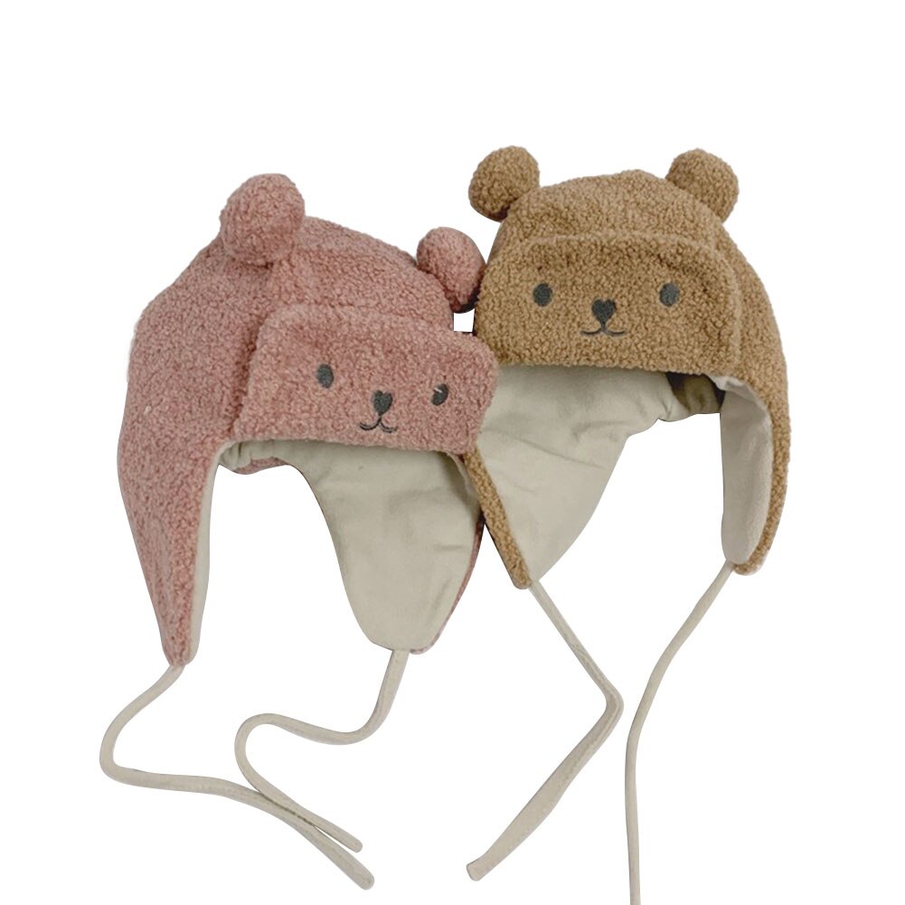 Baby cartoon berenmuts, peuter wollen muts met oorkleppen, baby winter warme muts