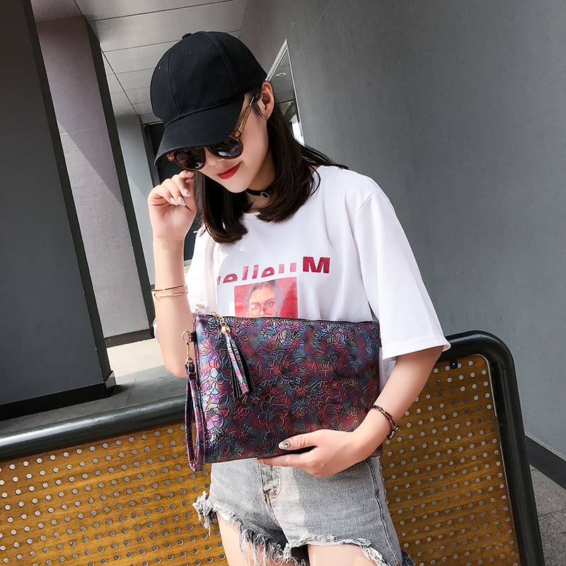 Womens Bags Handbags Floral Large Clutch Purses and Handbags Faux Leather Ipad Fit Long Strap Women Messenger Envelop Shoulder B: red