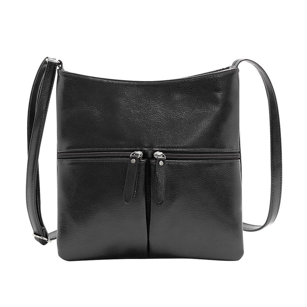 Frauen retro Crossbody Schulter Tasche Einfarbig PU Leder Bote Große Kapazität Weibliche Täglichen Reise Handtaschen: Schwarz