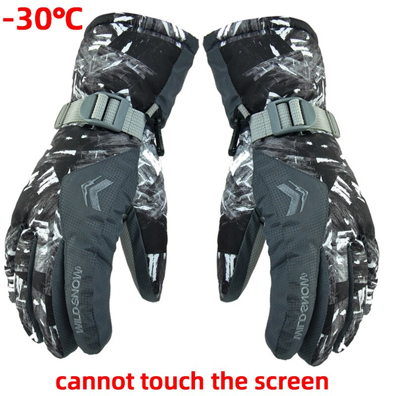 Guantes de esquí para hombre, manoplas de lana para Snowboard, Motociclismo de invierno, resistentes al viento, impermeables, Unisex, con pantalla táctil: Gray / XL