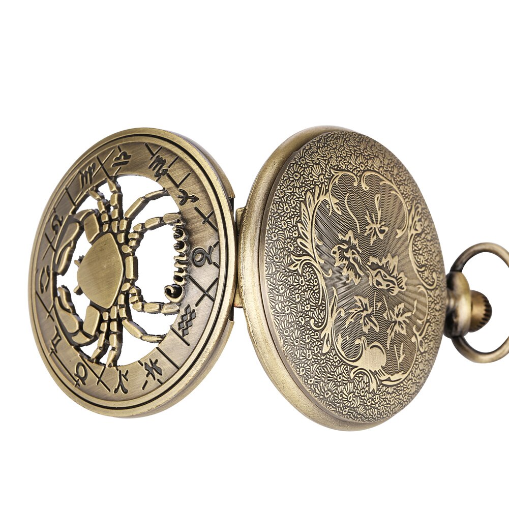 Lange Ketting Zakhorloge Mannen En Vrouwen Quartz Zakhorloge Vintage Bronze Dial Uitgeholde Cover Arabisch cijfers