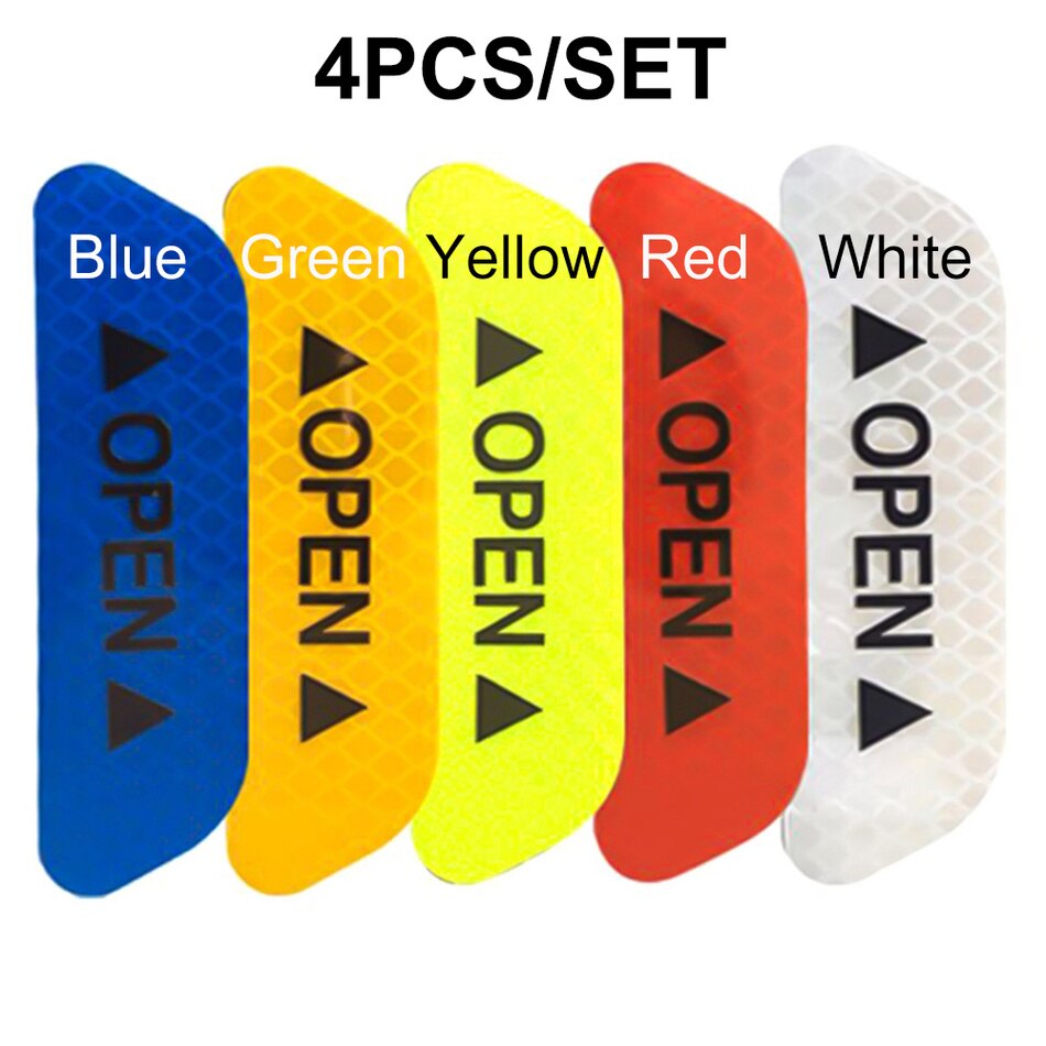 4 sztuk/zestaw drzwi samochodu odblaskowe naklejki drzwi naklejki naklejka taśma ostrzegawcza znak wywieszka z napisem "otwarty" informacja o bezpieczeństwie akcesoria samochodowe zewnętrzne