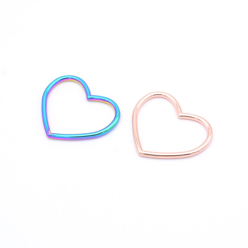 5x Color Metal Heart Ring For Leather Choker Collar Necklace, Heart Buckle For Leather Collar