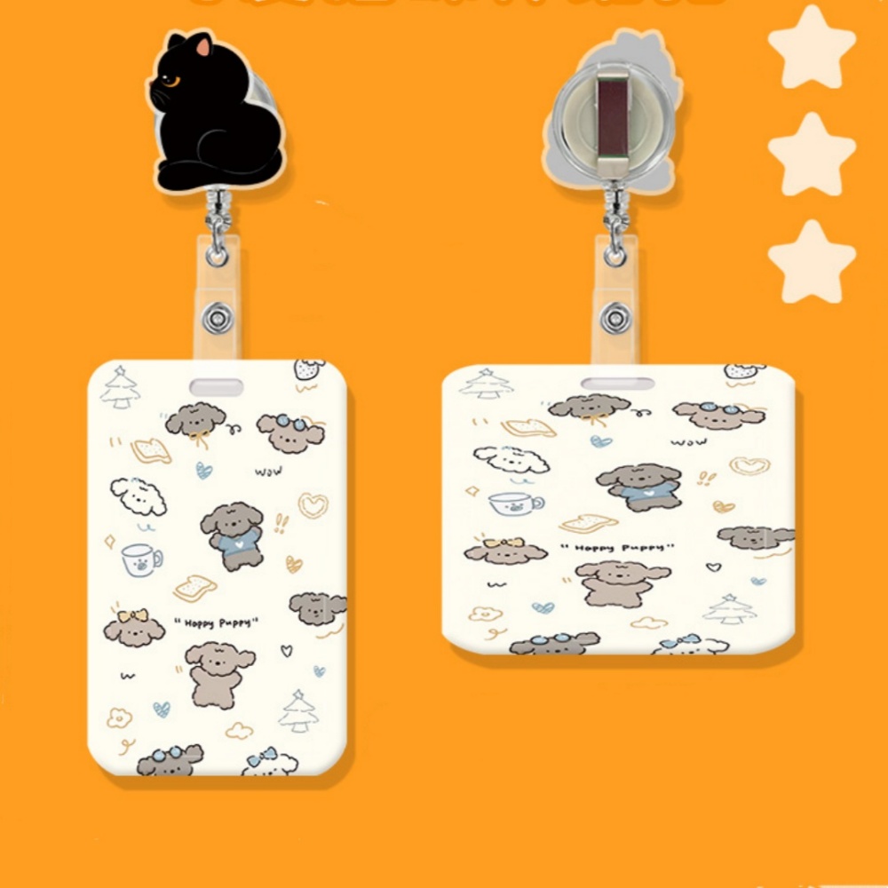 Bonito gato preto acrílico titular do crachá dos desenhos animados animal retrátil crachá carretel enfermeira médico escritório uso clipe id titular do cartão crachá carretel