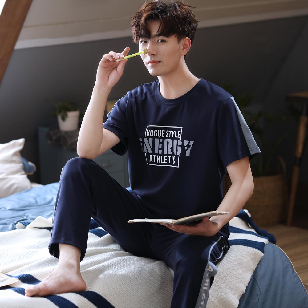 Heren pyjama met briefjes van katoen, pyjamapak, casual korte mouwen, nachtkleding, 2 stuks shirt en broek, pyjama, pyjamapak, pyjamapak, xxl: Stijl een / Xxxl