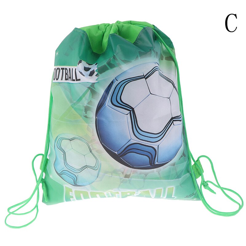 1pc Cartoon Drawstring Backpack Non-woven Fabrics Football Drawstring Bags Kids Boys Backpack Shoes Clothes Storage Bags: C