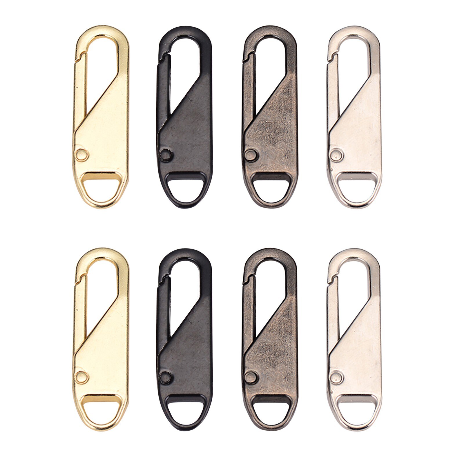 8PCS Universal Detachable Zipper Puller Metal Rubber Zipper For Bags And Clothes Zipper Sliders Diy Sewing Craft Sewing Kits: Multicolor