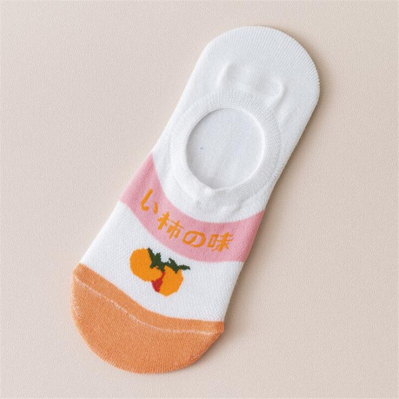 Novedad en calcetines cortos estampados de fresa y plátano para mujer, calcetines de frutas Kawaii, zapatillas medias invisibles de algodón para mujer, calcetines cortos: 7
