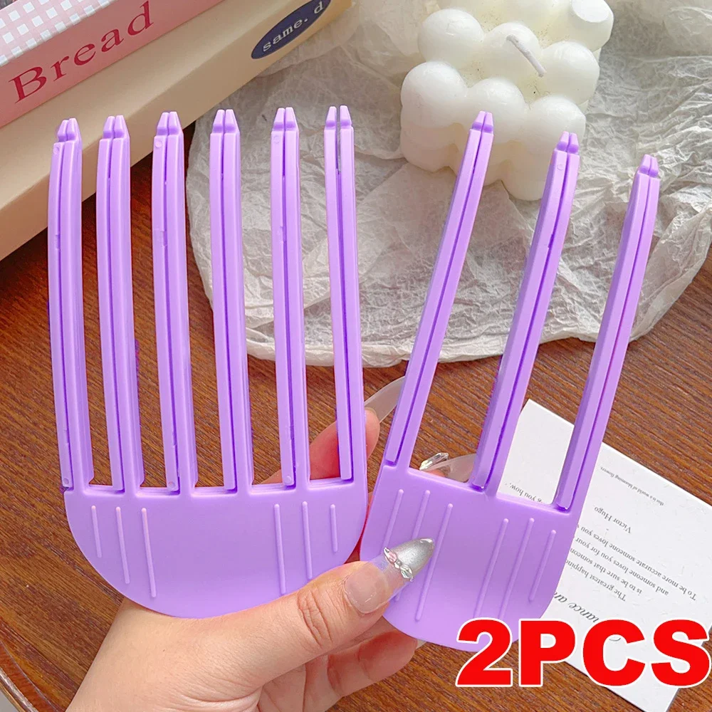Horquilla esponjosa de 3/6 dientes para mujer, Clips de flequillo rizado, peines para esculpir viento perezoso, Clips de forma fija, herramientas de estilismo de alto arco: Morado