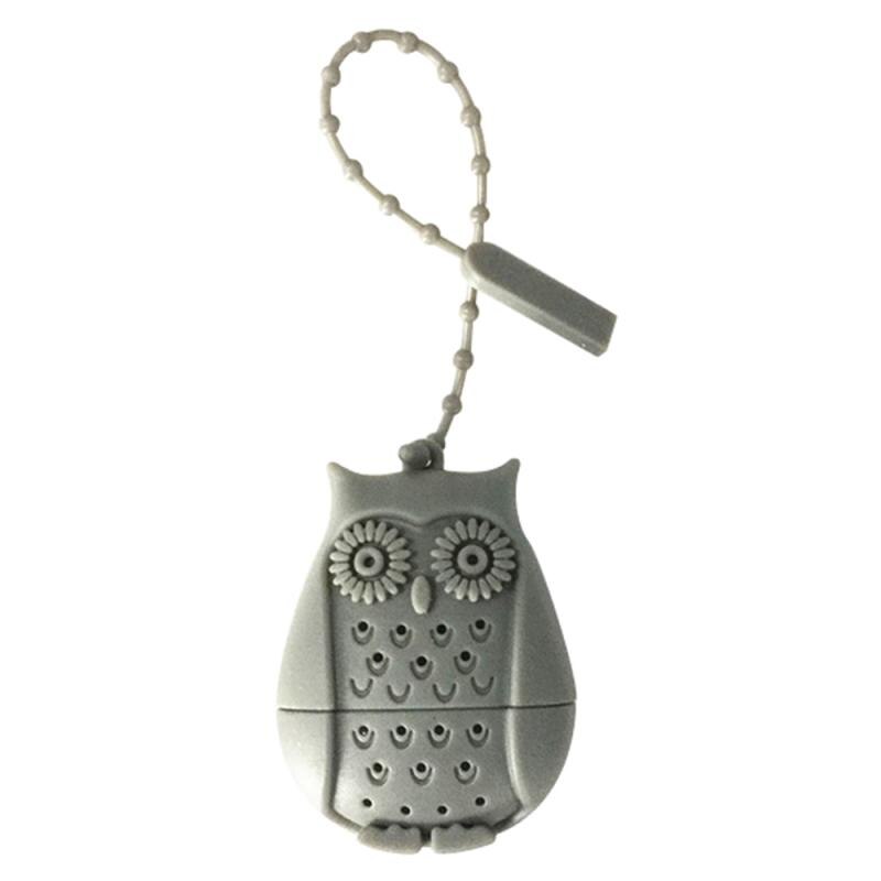 Herbruikbare Siliconen Thee-ei Creatieve Uil Vormige Theezakje Koffie Filter Diffuser Zeef Thee Accessoires Theewaar Accessoires: gray