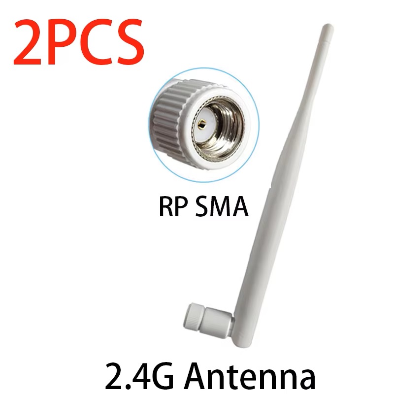 2,4 GHz Antenne für WLAN, 5 dBi, SMA-Stecker, weiß, 2,4 GHz Antenne, Router-Antenne, 21 cm RP-SMA-Stecker, Zopf-Kabel: Anderes