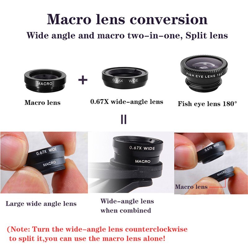 Macro Fisheye Groothoek Lens Camera Kits Met Clip Op Voor Iphone Samsung Xiaomi Huawei Mobiele Telefoon Lenese Fish Eye zoom Lentes