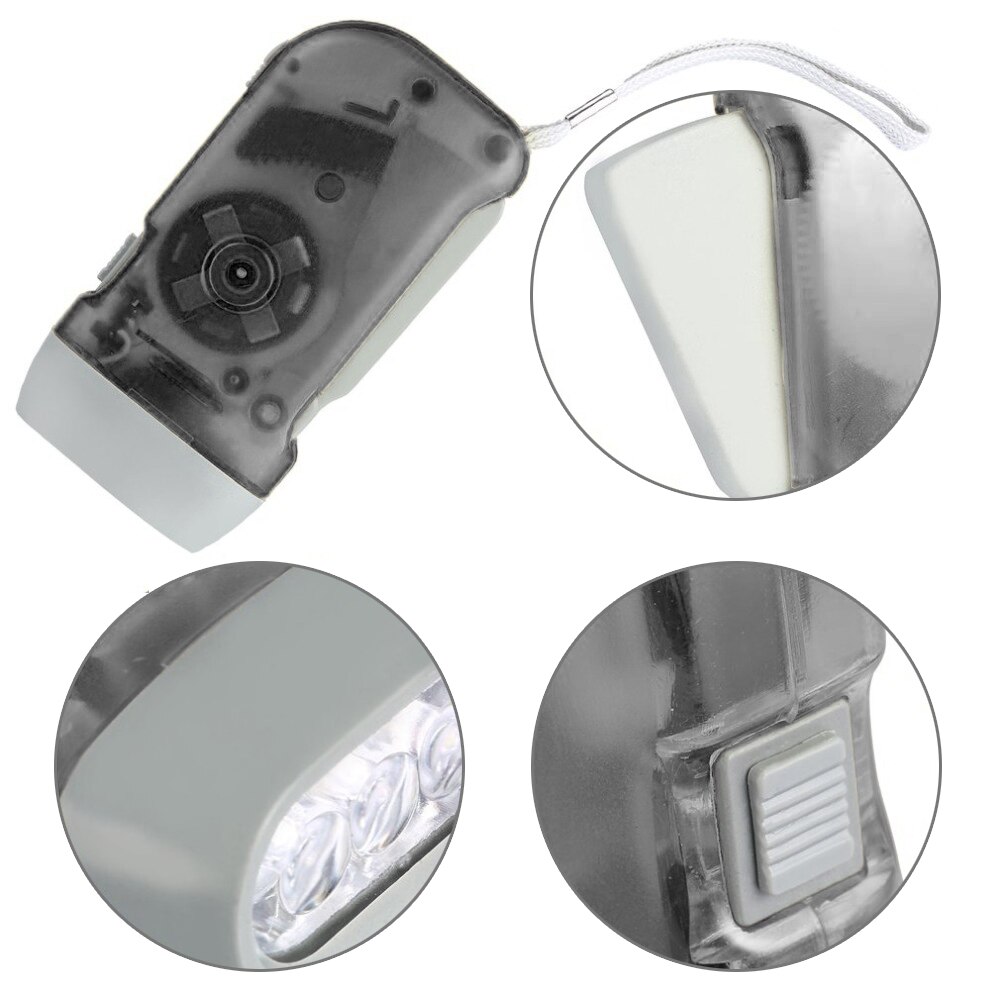 3 LED main pression Dynamo manivelle puissance liquidation lampe de poche torche lumière main presse manivelle Camping lampe lumière pour la maison extérieure