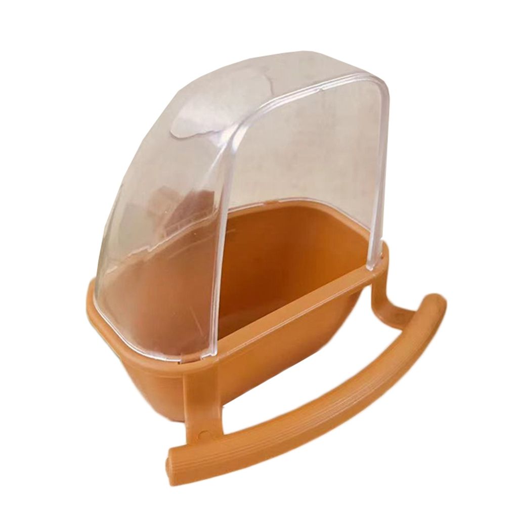 1Pc Clear House Window Bird Feeder Tray Bird House Spill-Proof Pet Feeder Fix on Cage Birds Watering Bowl: brown