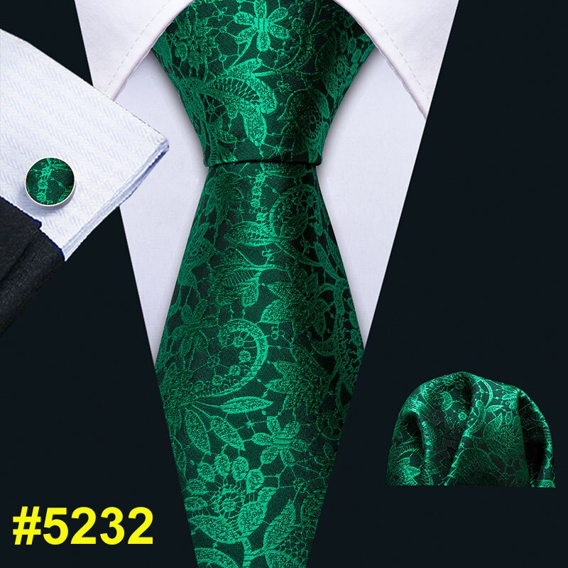 Barry. Wang Groen Baby Paisley Zijden Stropdas Voor Mannen Stropdas Bruiloft Hanky Manchetknopen Set Accessoires FA-013: FA-5232