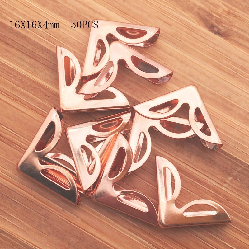 50 st/lot 16 x 16 x 4mm roséguld metall bokhörn för fotoalbum menyer mappar gör-det-själv scrapbooking dekor hörnskydd  wd0278: Wd0278 50 st