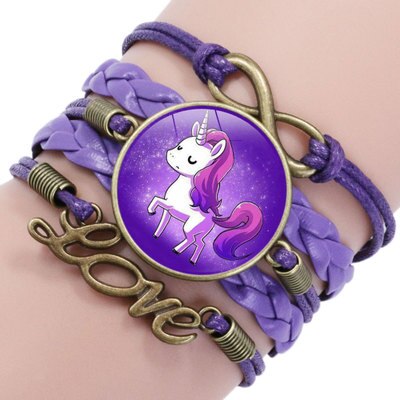 Pulsera trenzada de unicornio a la para niños, accesorios, joyería al por mayor: HJ-5