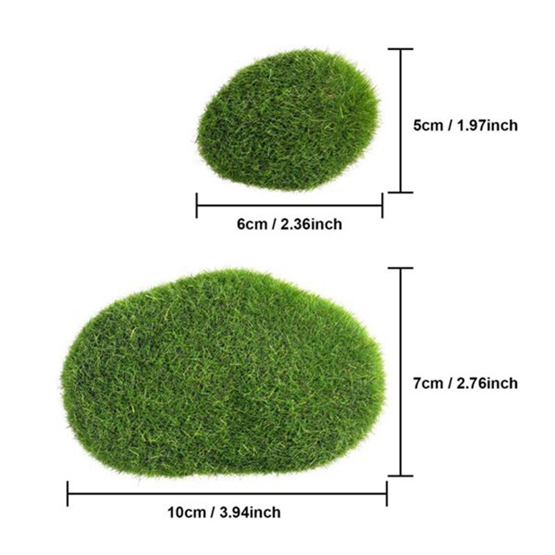 40 Stuks 2 Maten Kunstmatige Moss Rocks Decoratieve Faux Groen Mos Bedekt Stenen