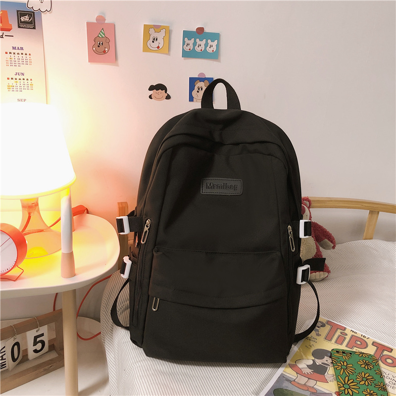 Wasserdichter nylon-rucksack für damen mit mehreren fächern, ideal als schülerrucksack, reisetasche, büchertasche oder schulrucksack für teenager, mädchen und jungen.: Nur tasche / Schwarz