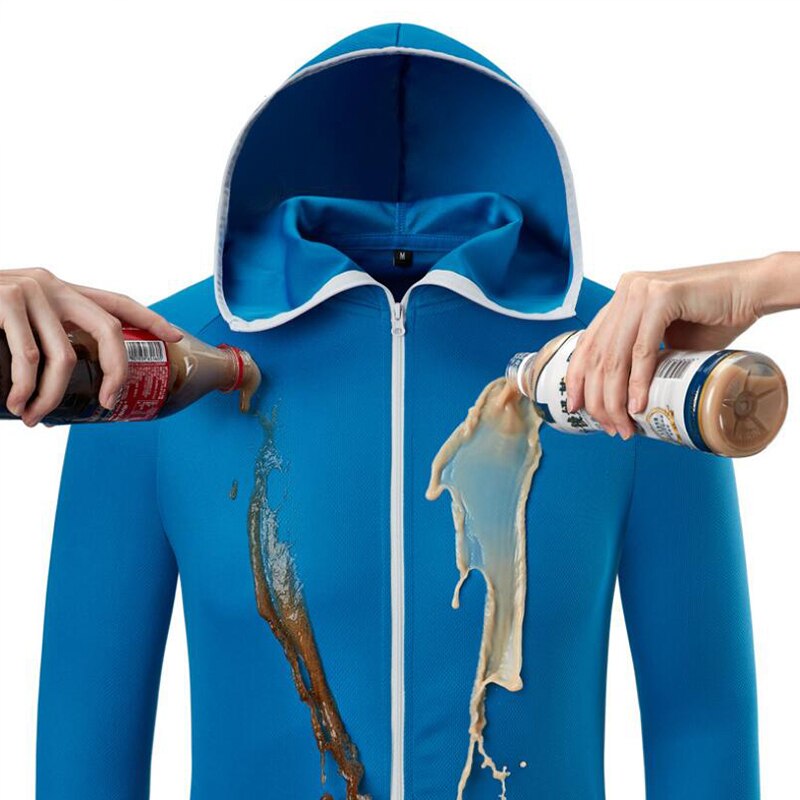 Hot Tech hydrofobowa odzież wędkarska Outdoor Camping piesze wycieczki kurtki z kapturem wodoodporne przeciwporostowe szybkoschnące jedwabne ubrania: M / Niebieski