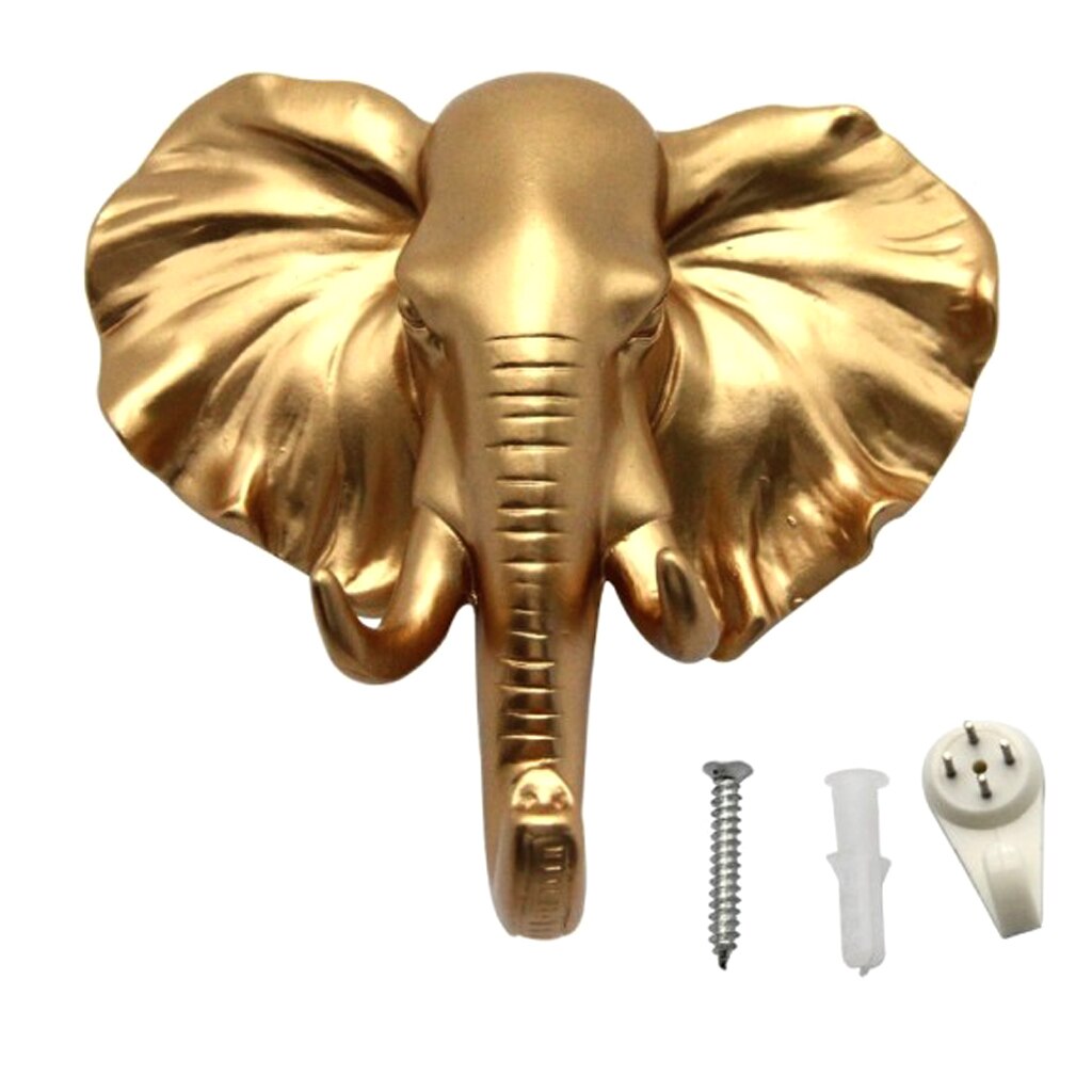 Resina animal cabeça gancho gancho titular rack de montagem na parede decoração para casa ouro