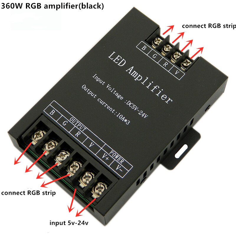 Dc 12v rf fjernbetjening led lys controller dimmer til smd 3528 5050 2835 3014 led rgb farve strip lys: 1 stk 30a forstærker