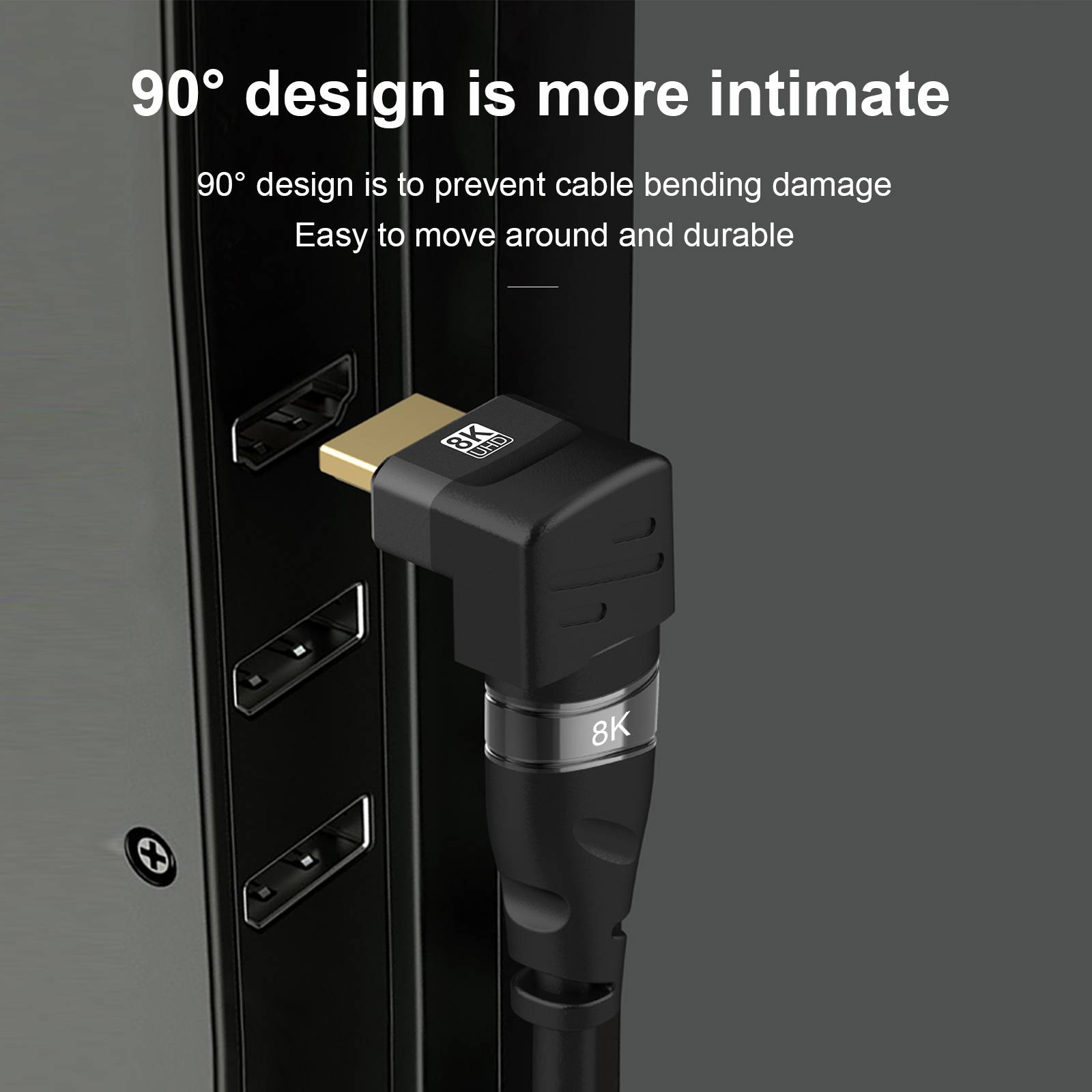 Adaptador de 90 grados Compatible con HDMI, 8K, ángulo recto de 90 grados, 270 grados, Conector de expansión macho a hembra