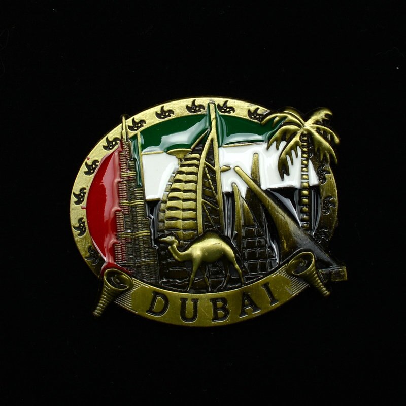 World Tourist Souvenirs Metal Craft Decorative Magnets Dubai Shanghai Egypt Sikkim Architectural Monuments Fridge Magnet Decor: Dubai-3