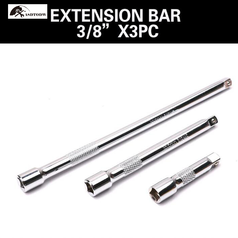 3-Piece/9-Piece Extension Bar Set 1/4", 3/8" and 1/2" Drive Socket Extensions: 3pcs 3-8