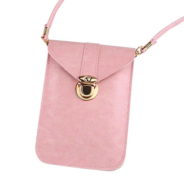 touchable PU Leather Change Bag Wallet Touches Screen Mobile Phone Women bag: Pink