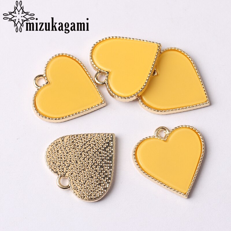 Zinc Alloy Golden Resin Candy Sweet Heart Cute Charms 20mm 6pcs/lot For DIY Necklace Jewelry Making Finding Accessories