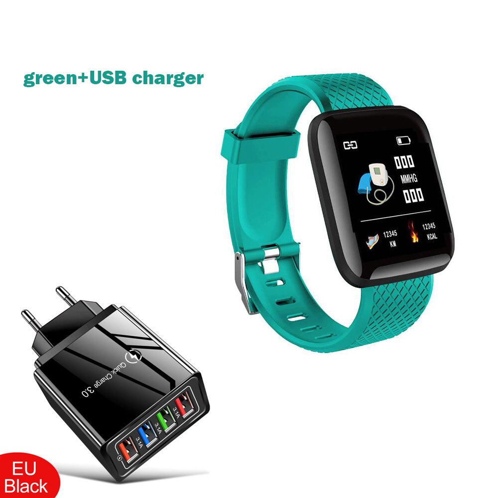 2020 New Smart Watch uomo Fitness bracciale orologi da donna monitoraggio della frequenza cardiaca orologio da polso elettronico Smartwatch magico per bambini: EU charger green