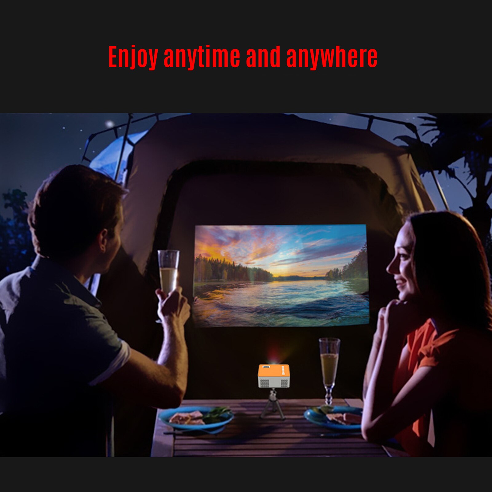 Mini Portable Video Projector LED Movie Projector Home Theater 1080P Supported 110Inch Display with USB TF AV Input For Children