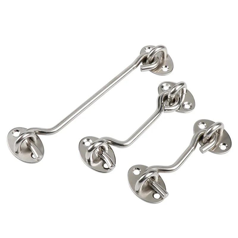 Crochet de fenêtre de porte, serrure de fenêtre en acier inoxydable noir avec interrupteur de sécurité, crochet de fenêtre de cabine, loquet de porte, support de capture avec vis