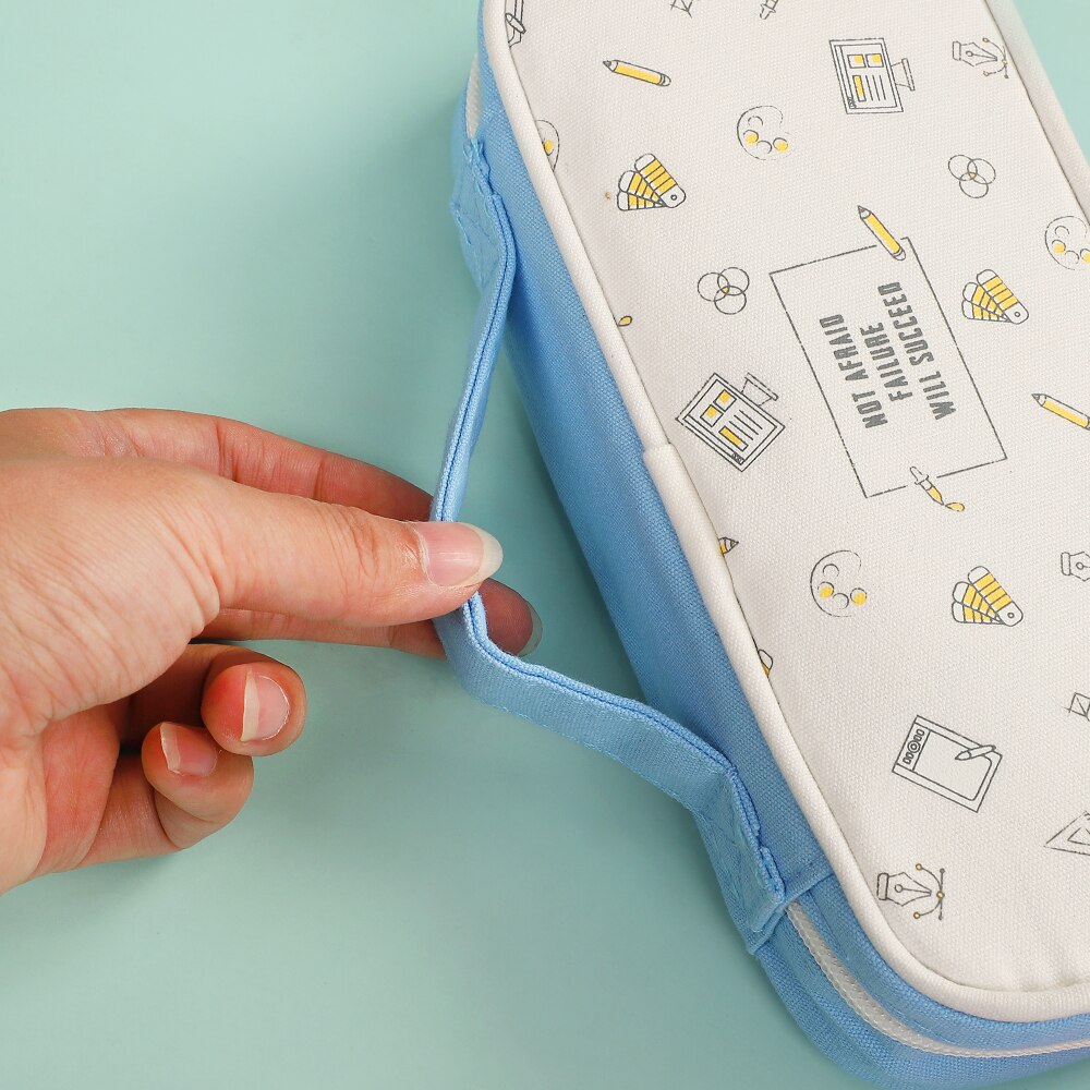 Estojo escolar portátil multifuncional, material de papelaria criativo e portátil de alta capacidade para lápis, armazenamento simples e multifuncional