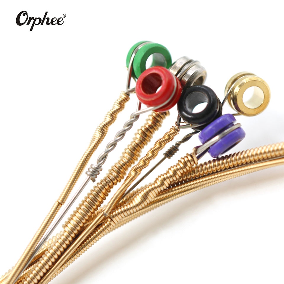 Orphee 6 stk/sett akustiske gitarstrenger qa serie 85/15 bronse full lyse tone akustiske gitarstrenger