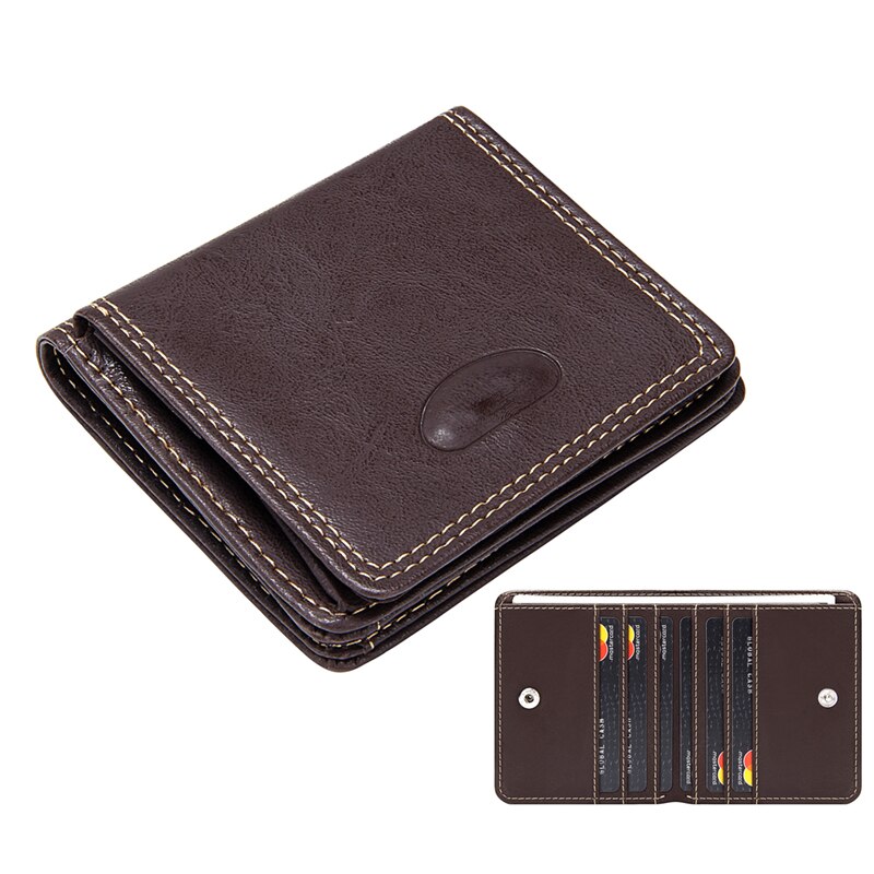 Luxury Men's Wallet Leather Solid Slim Wallets Men Pu Leather Bifold Short Credit Card Holders Coin Purses Business Purse Male: 8285 Coffee