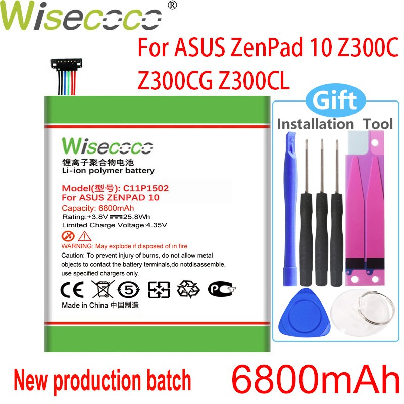 WISECOCO High Capacity C11P1502 Battery For ASUS ZenPad 10 Z300C Z300CL Z300CG Z300M P023 P01T 10.1 tools+Tracking Number