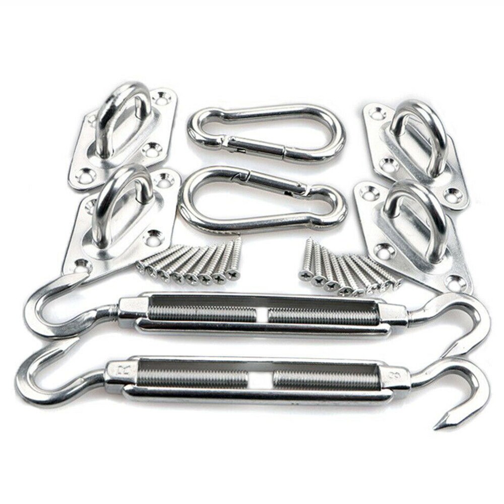 24Pcs/Set Sun Shade Sail Stainless Steel Hardware Installation Kit Turnbuckle Pad Eye Snap Hook Accessories