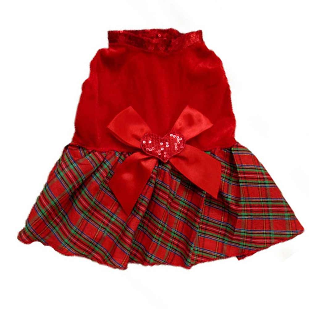 Mooie Puppy Plaid Bow Apparel Rode Jurk Kleding Hond Rok Voor Christmas Party WWO66