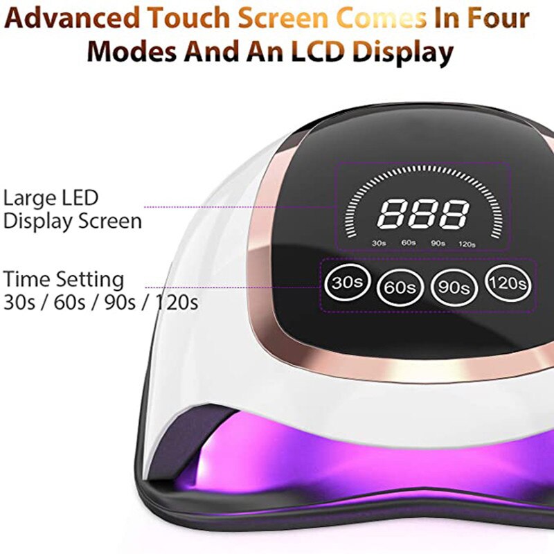 BLUEQUE-Lámpara para secado rápido de uñas, secador de Gel de uñas con pantalla LCD, 168W, 42 LED UV, V3