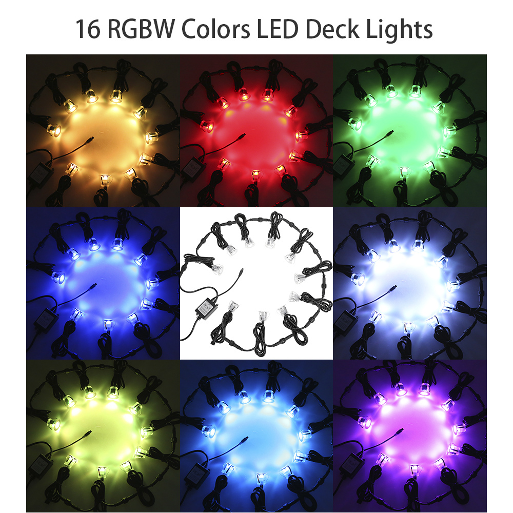 10PCS LED Deck Lights with Remote Control 16 Colors 4 Modes IP67 Waterproof Underground Lamp Outdoor Spotlight Yard Garden Stair