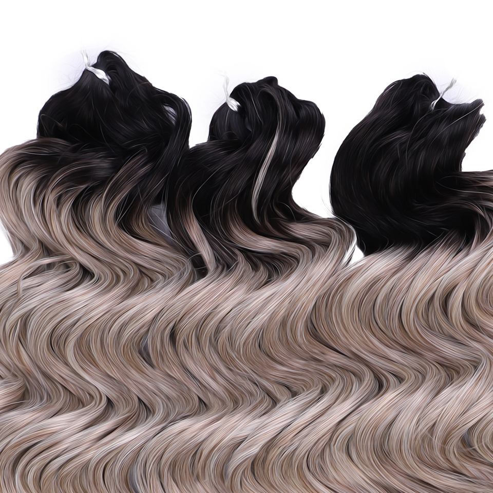 FREEDOM Hair Synthetic Deep Wavy Twist Crochet Hair 24 Inch /60cm Ombre Brown Blonde White Braiding Hair Extensions MANASI Hair